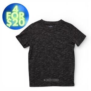 Cat & Jack Boys Black & Gray Marled Short Sleeve V-Neck T-Shirt Size XS 4/5